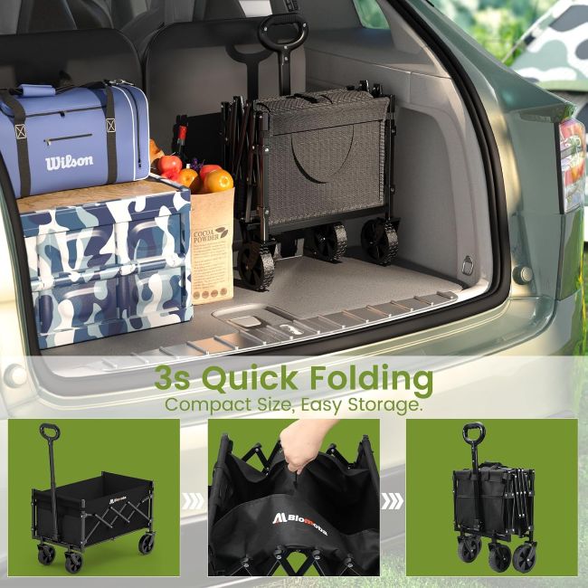 Blomoba foldable utility wagon for shopping and camping